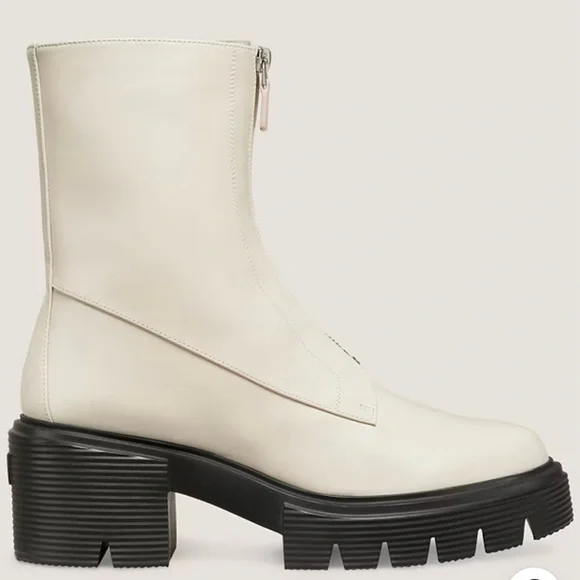 Stuart weitzman soho zip booties oat cream lug sole shoes 12 b new NIB ladies - Picture 11 of 17